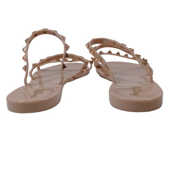 Charlotte Women's NEW Shine Beige Gold Studded Jelly Slip-On Flat Strap Sandal 9 - Picture 7 of 11